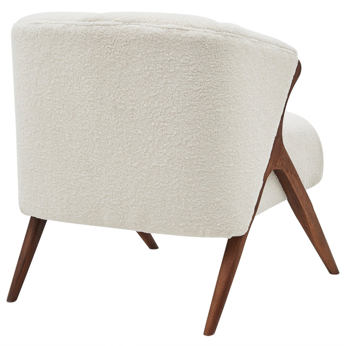 Modern Cream Bouclé Accent Chair with Solid Wood Frame