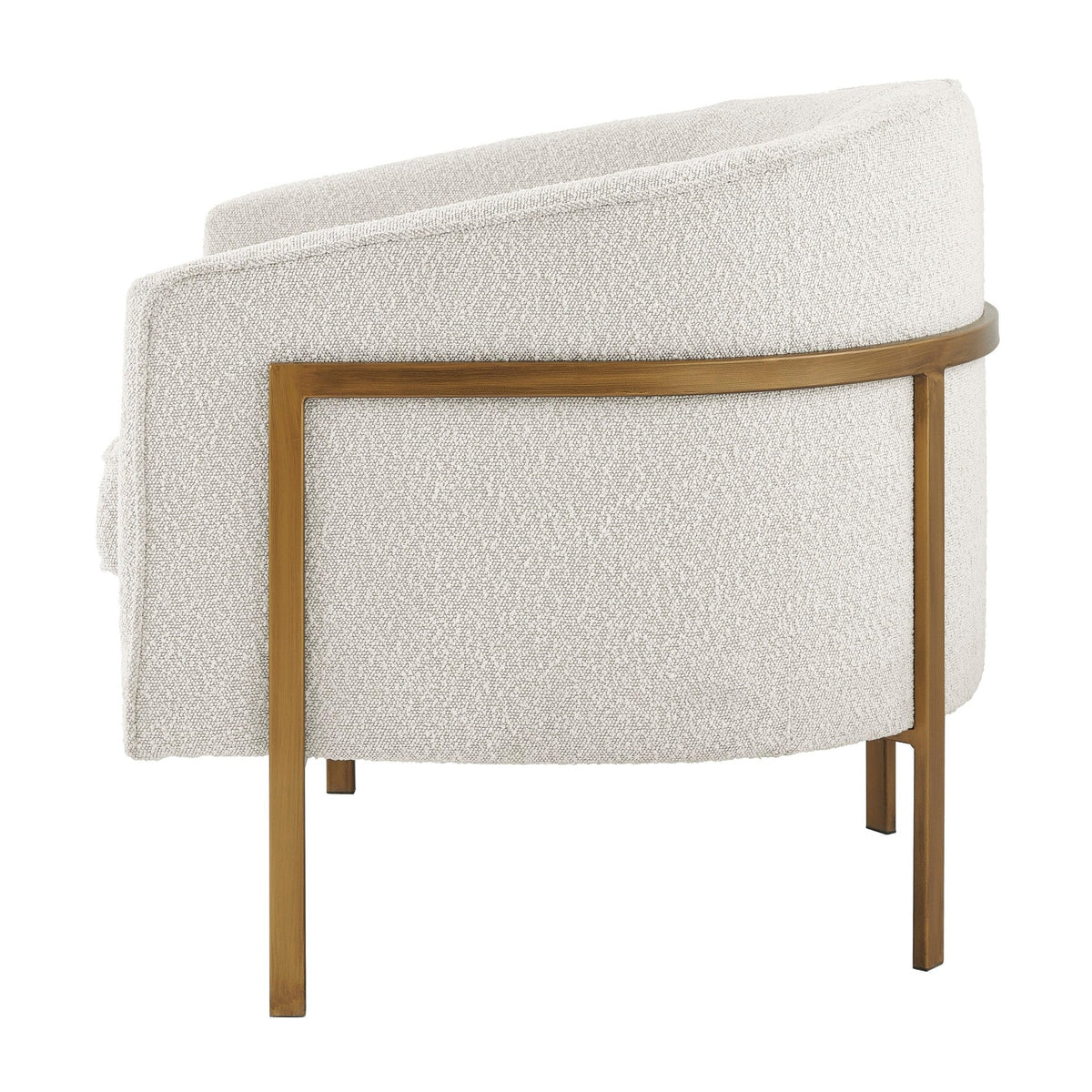 Modern Bouclé Upholstered Accent Chair with Gold Metal Frame