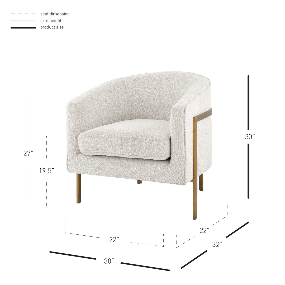 Modern Bouclé Upholstered Accent Chair with Gold Metal Frame