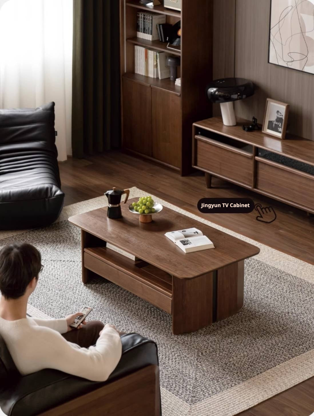 Solid Walnut Coffee Table with Drawer