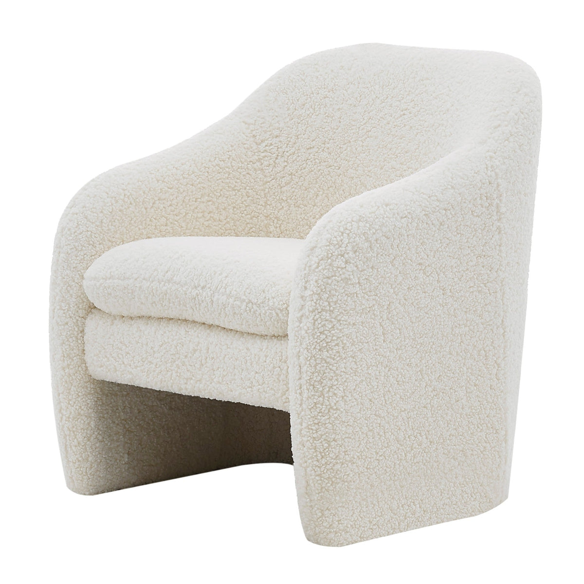 Bouclé Upholstered Accent Armchair – Modern Cream Lounge Chair