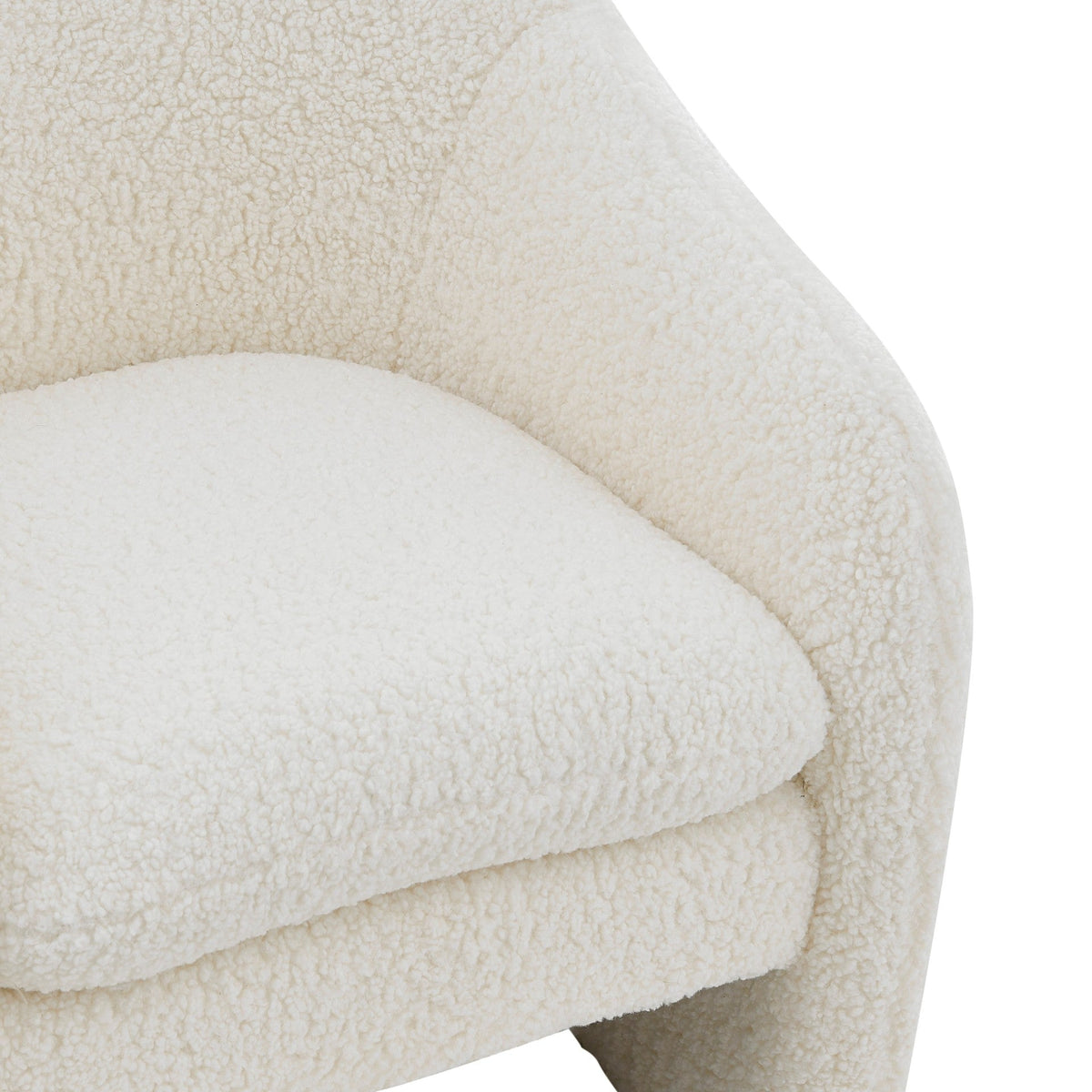 Bouclé Upholstered Accent Armchair – Modern Cream Lounge Chair