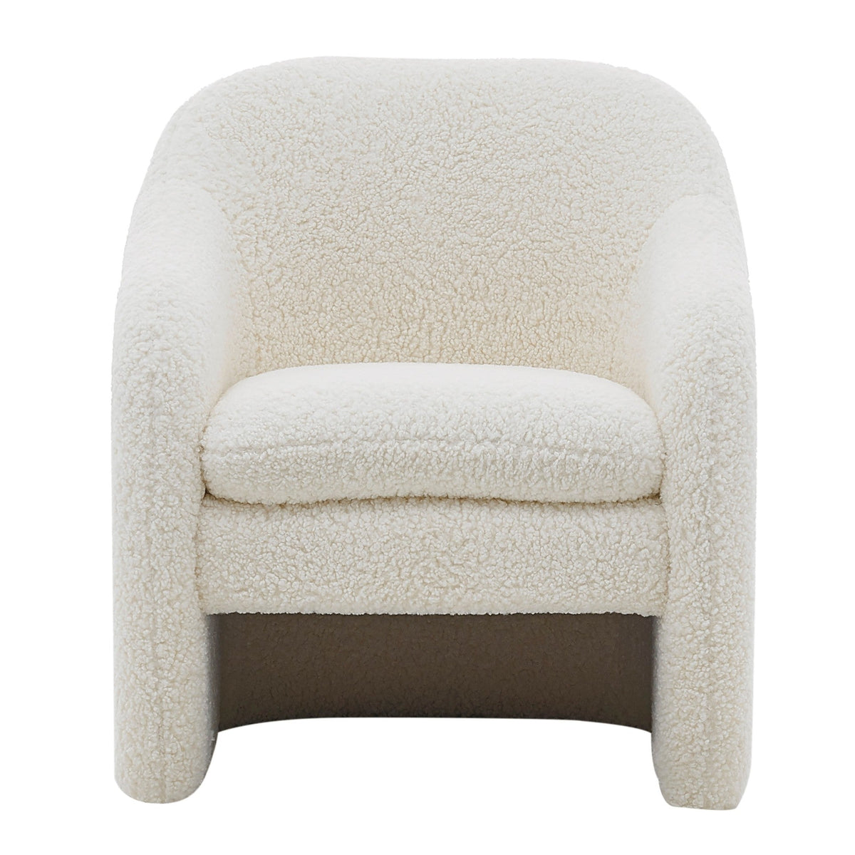 Bouclé Upholstered Accent Armchair – Modern Cream Lounge Chair