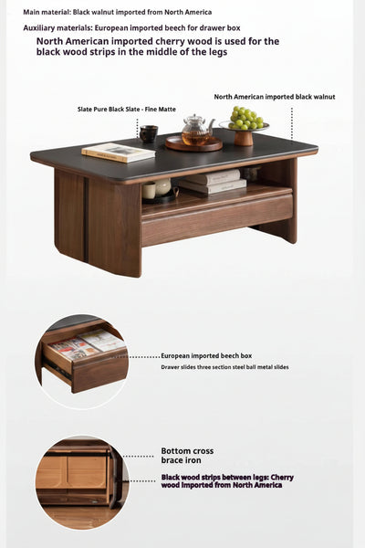Solid Walnut Coffee Table with Drawer