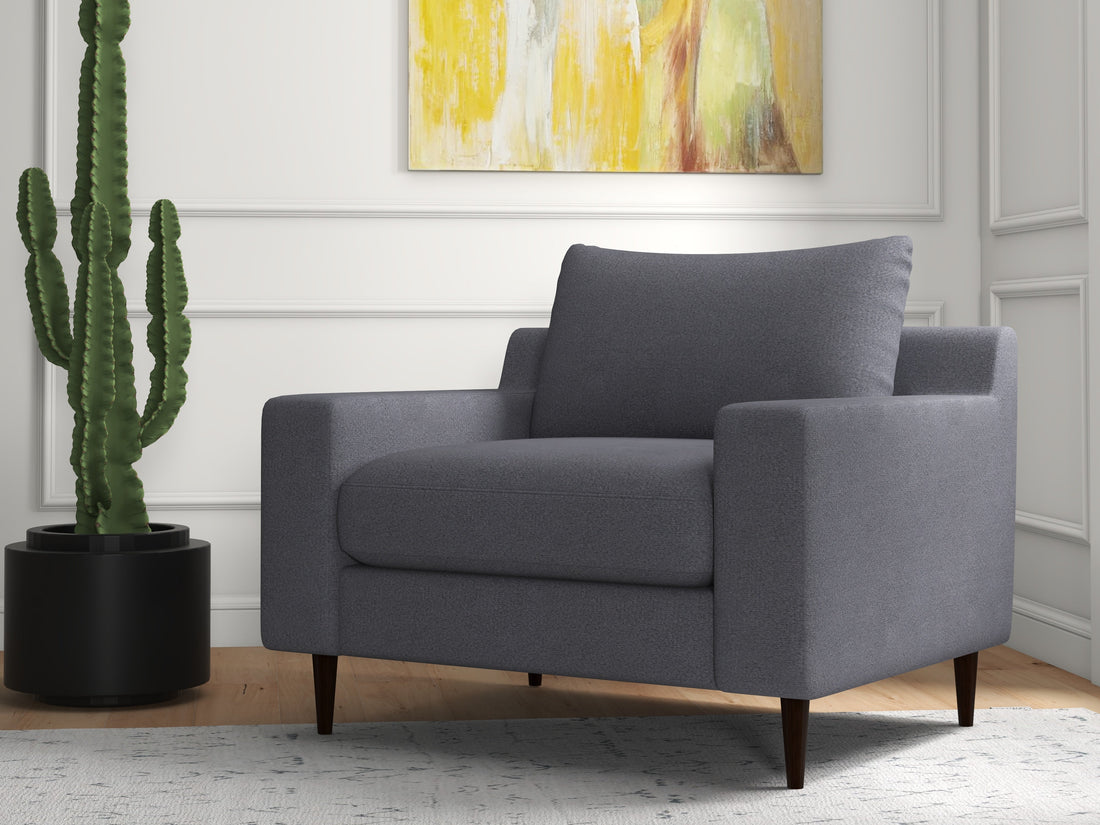 Alex Modern Upholstered Accent Chair – Slate Blue