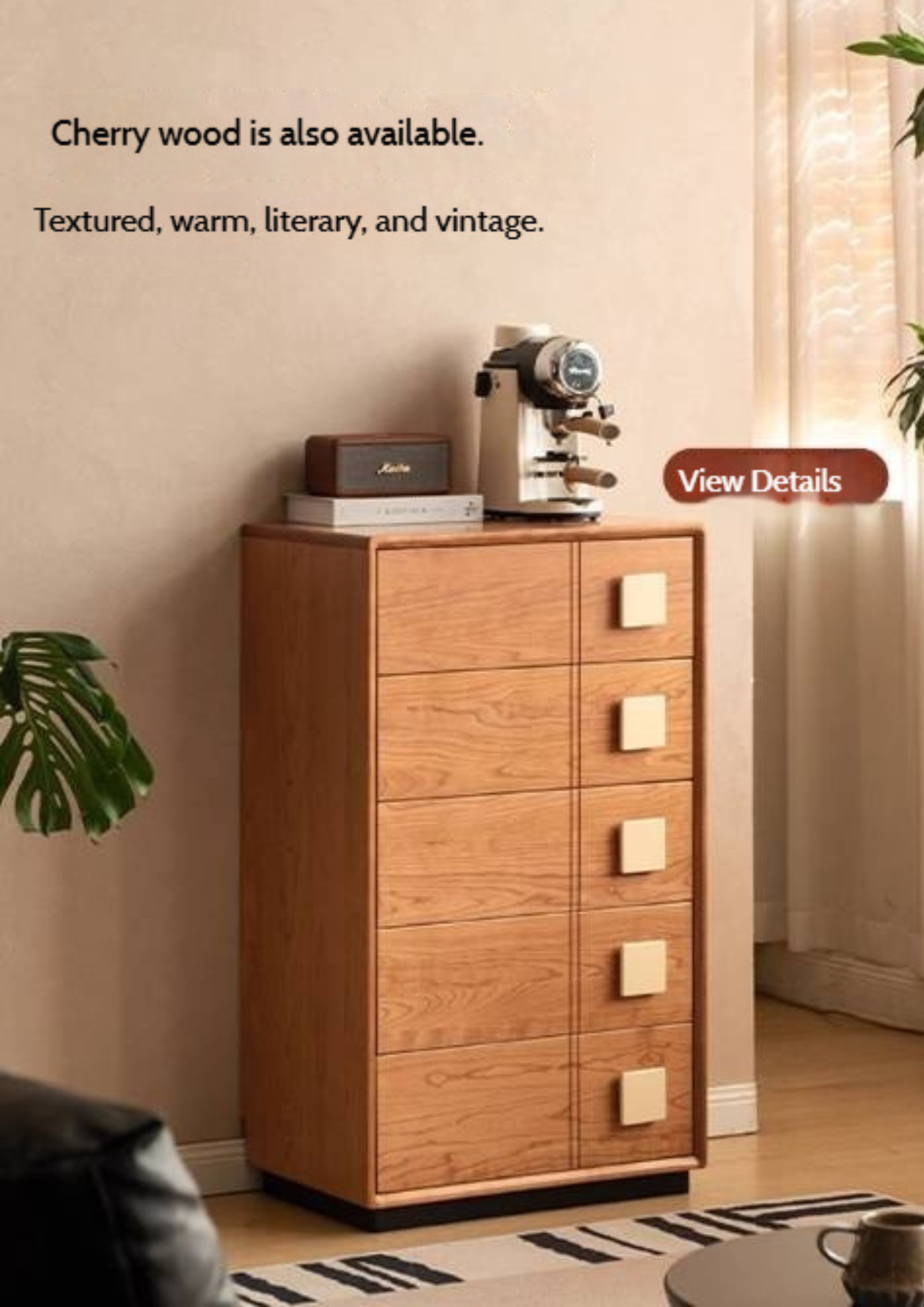 Solid Wood 5-Drawer Chest of Drawers