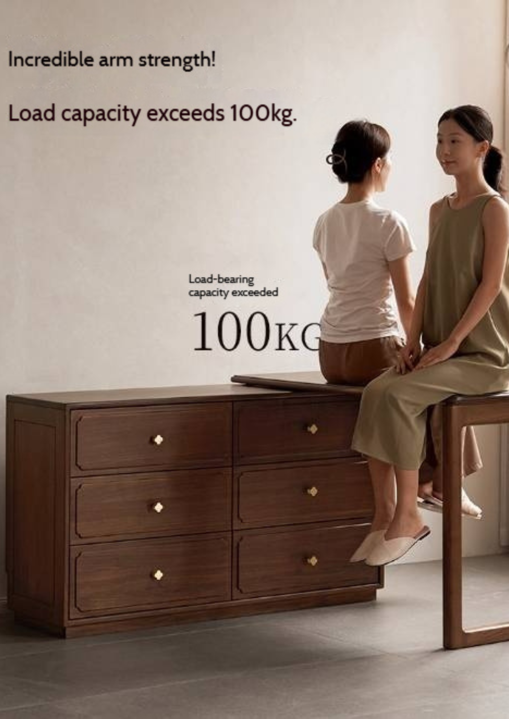 Modern Walnut Vanity Desk with 6 Drawer Storage