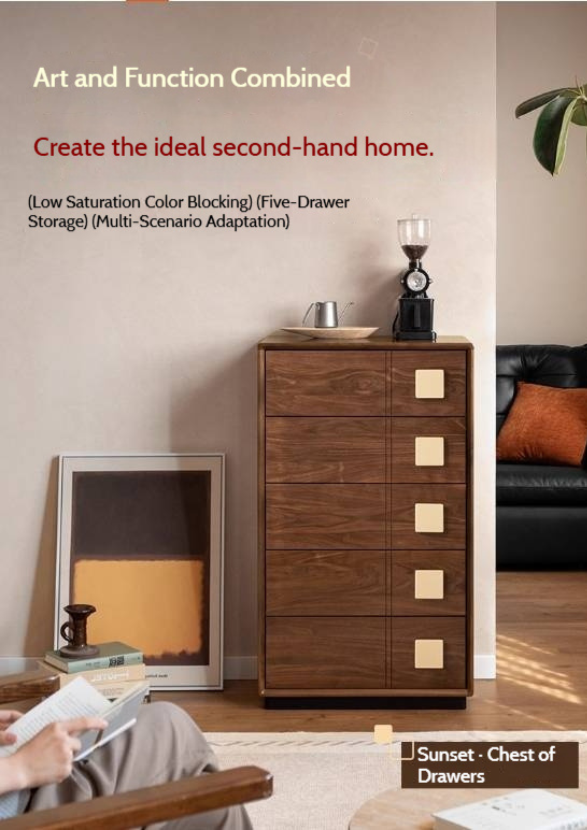 Solid Wood 5-Drawer Chest of Drawers