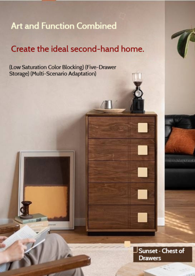 Solid Wood 5-Drawer Chest of Drawers