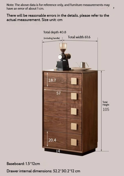 Solid Wood 5-Drawer Chest of Drawers