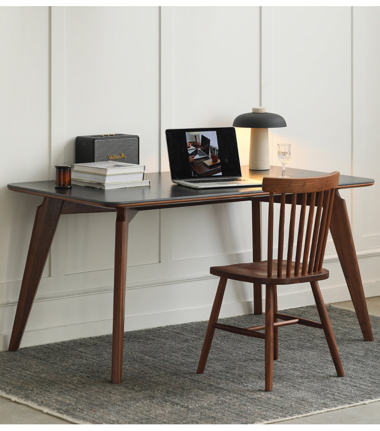 Modern Walnut Dining Table with Sintered Stone Top