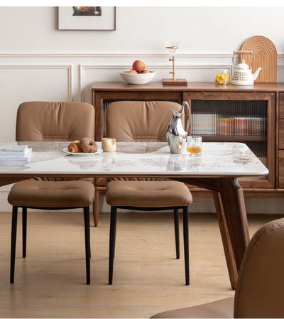 Modern Walnut Dining Table with Sintered Stone Top