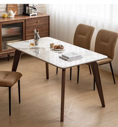 Modern Walnut Dining Table with Sintered Stone Top