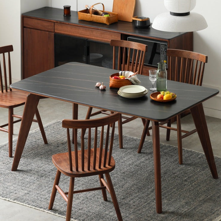 Modern Walnut Dining Table with Sintered Stone Top