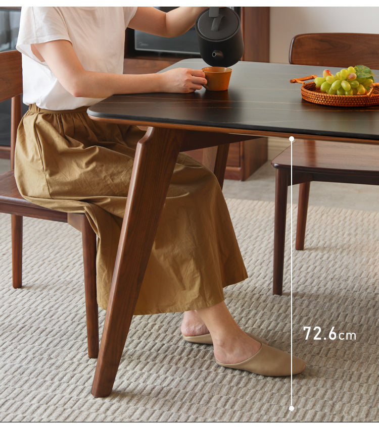 Modern Walnut Dining Table with Sintered Stone Top