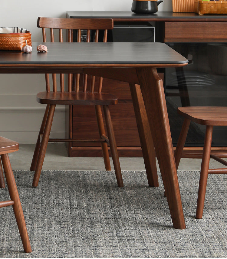 Modern Walnut Dining Table with Sintered Stone Top
