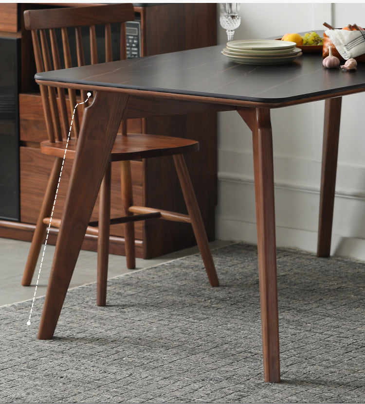 Modern Walnut Dining Table with Sintered Stone Top