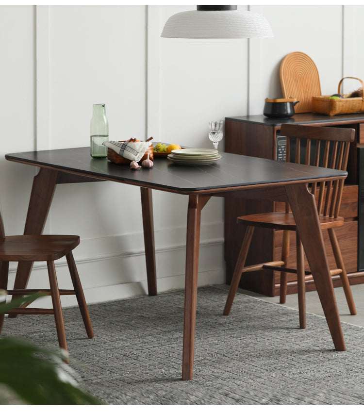 Modern Walnut Dining Table with Sintered Stone Top