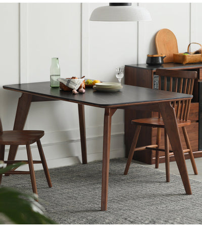 Modern Walnut Dining Table with Sintered Stone Top