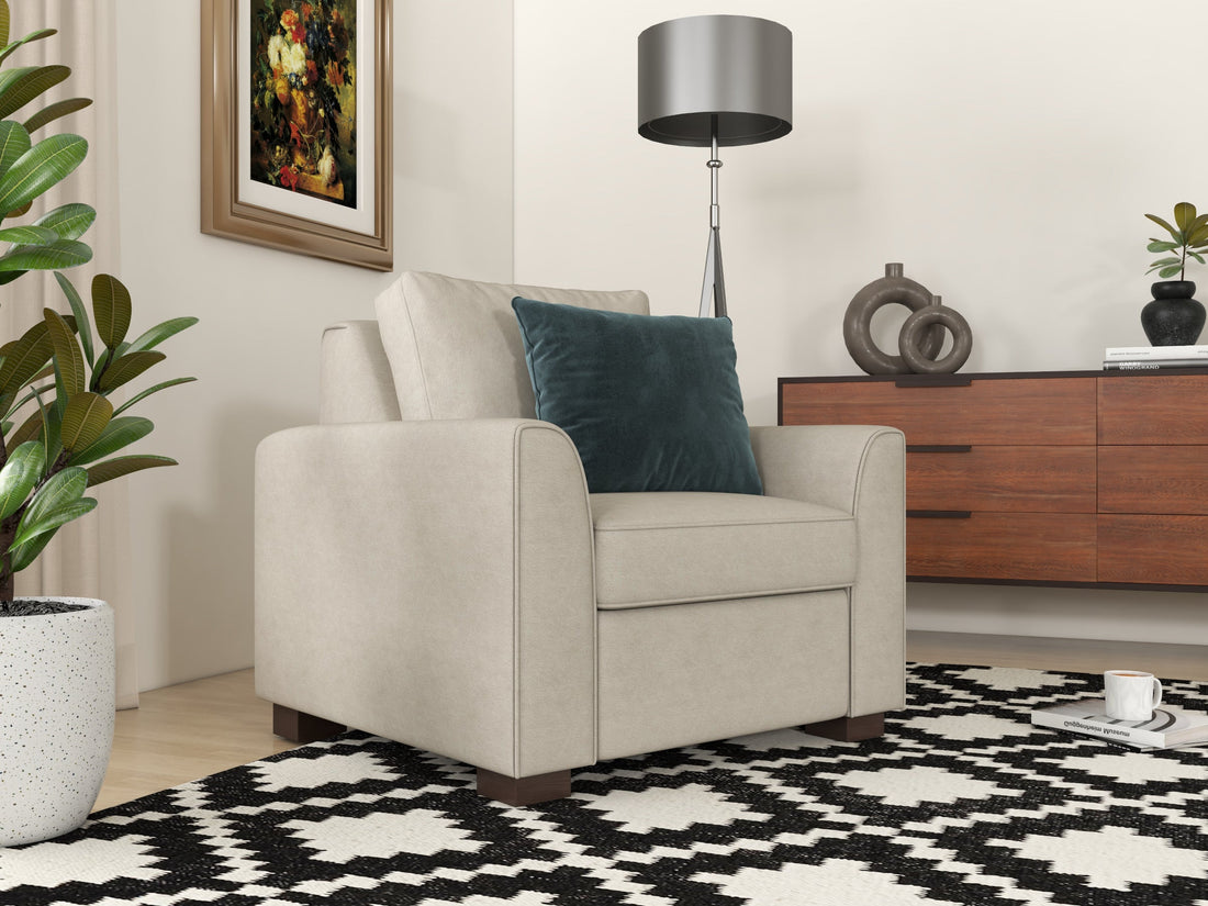 Tiffany Upholstered Accent Chair – Elegant Beige Armchair
