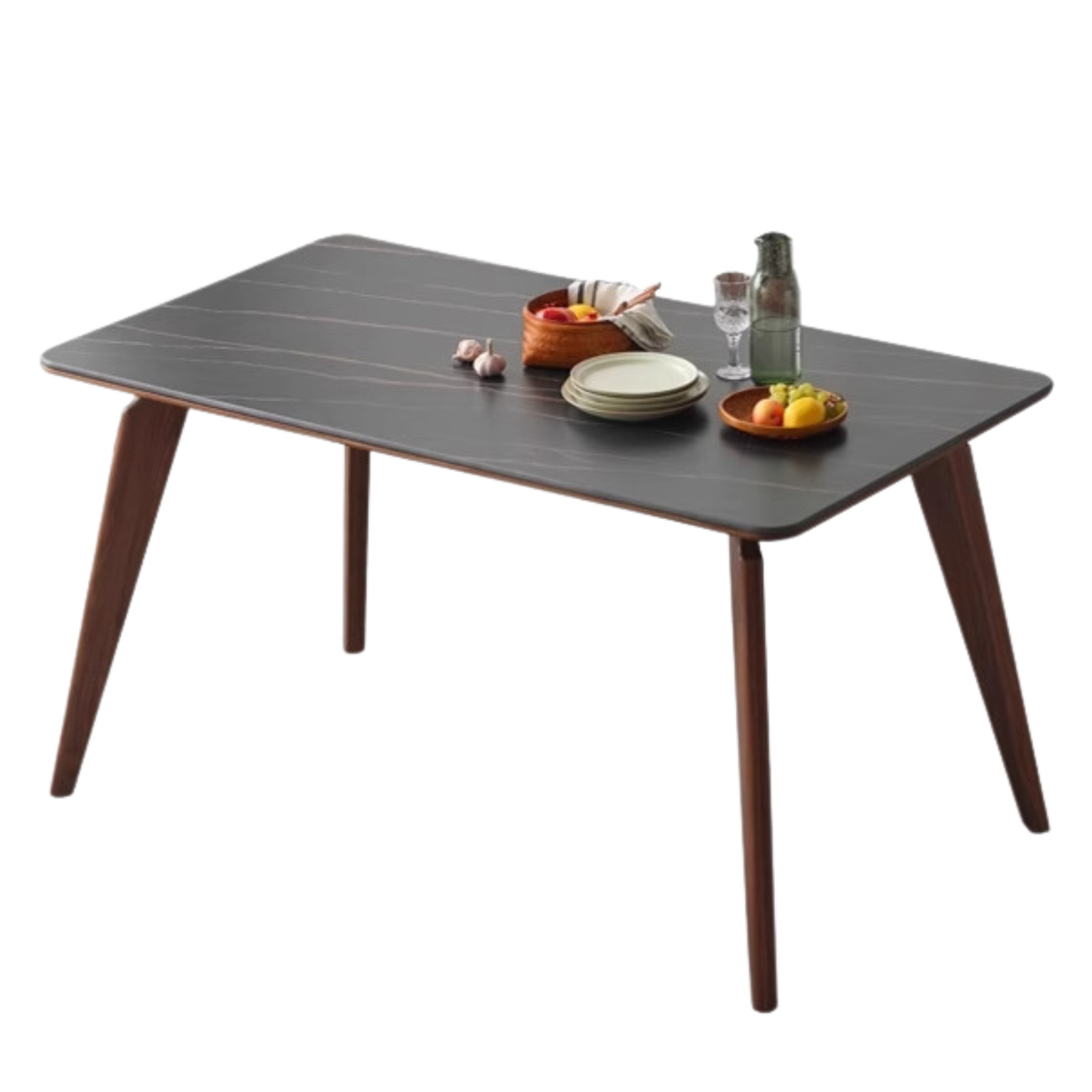 Modern Walnut Dining Table with Sintered Stone Top