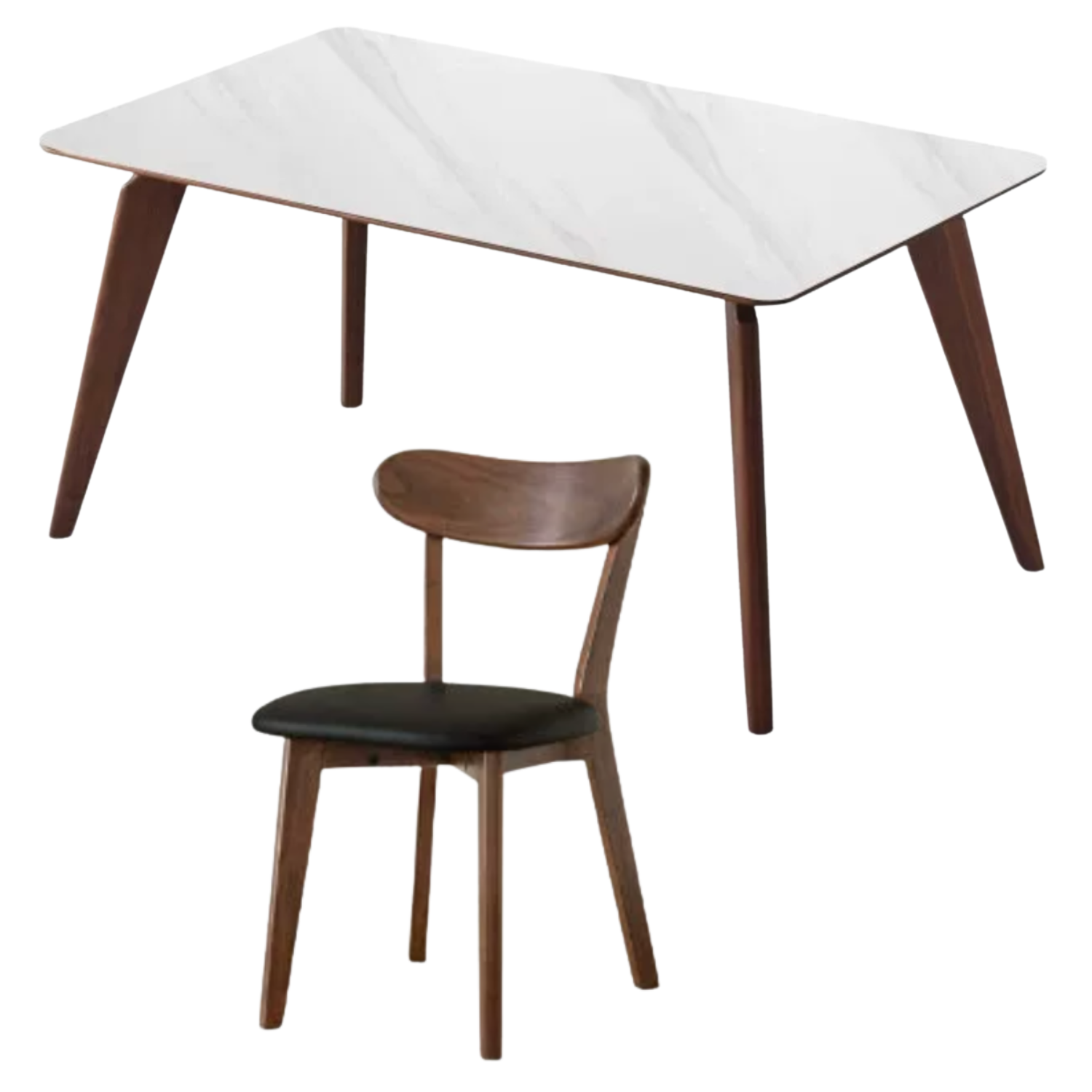 Modern Walnut Dining Table with Sintered Stone Top