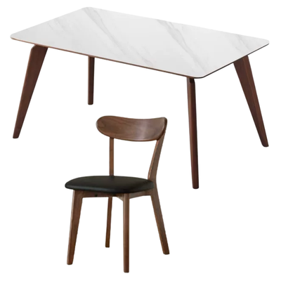 Modern Walnut Dining Table with Sintered Stone Top