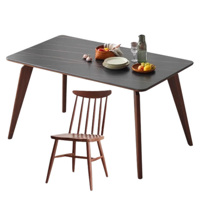 Modern Walnut Dining Table with Sintered Stone Top