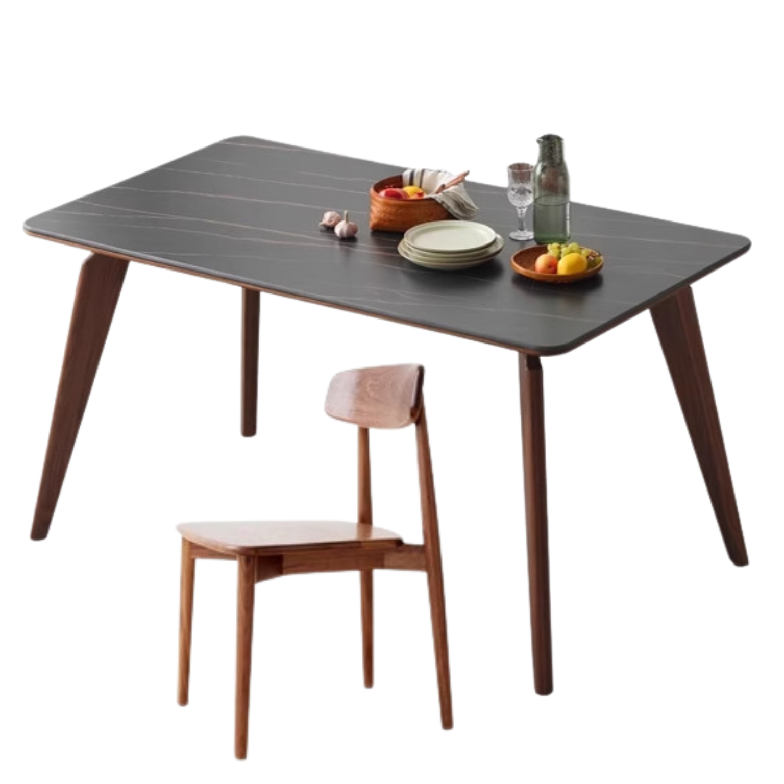 Modern Walnut Dining Table with Sintered Stone Top