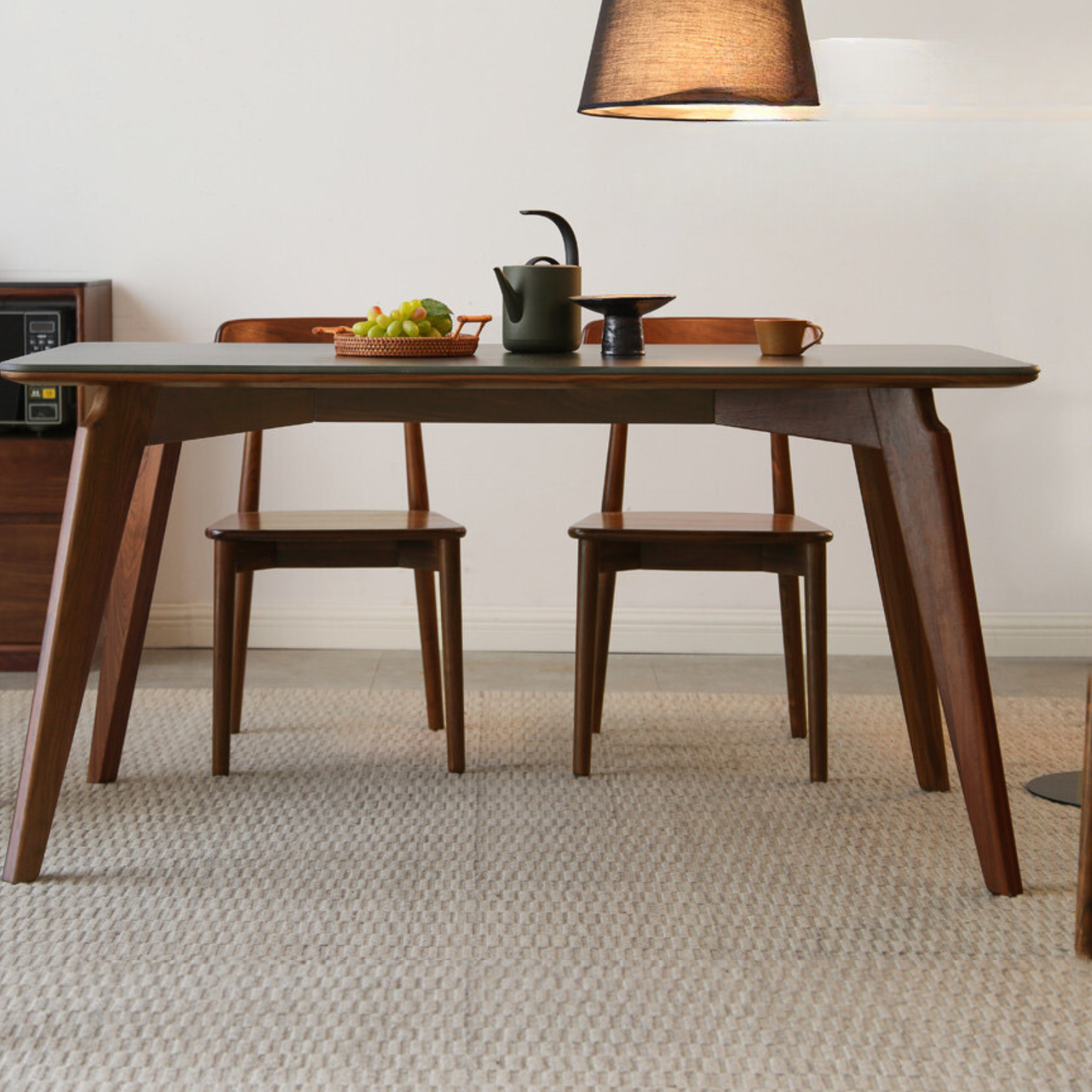 Modern Walnut Dining Table with Sintered Stone Top
