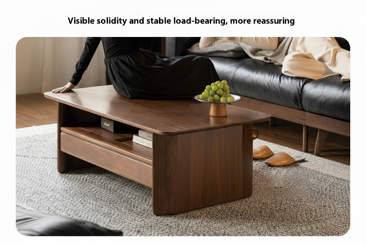 Solid Walnut Coffee Table with Drawer