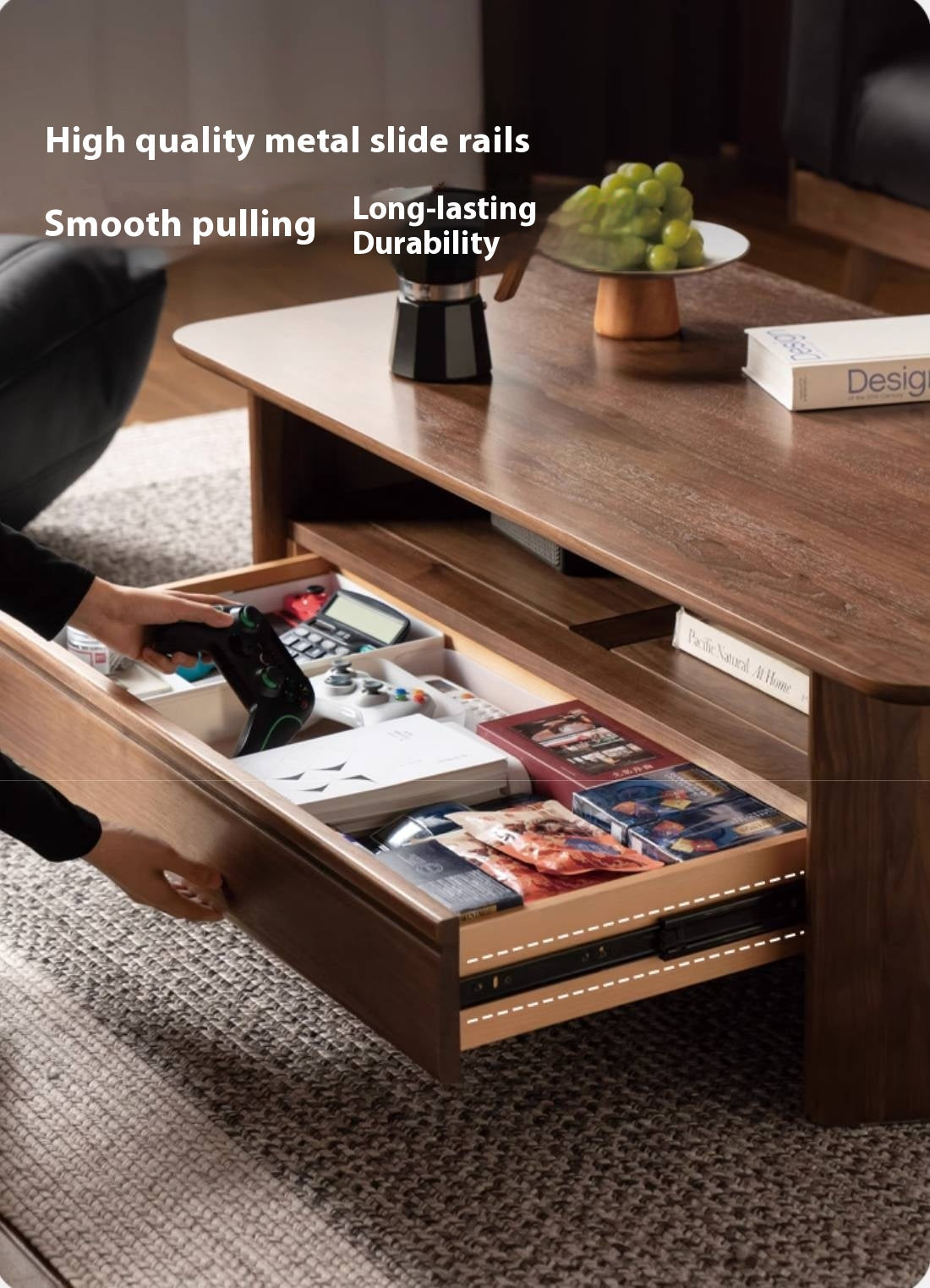 Solid Walnut Coffee Table with Drawer