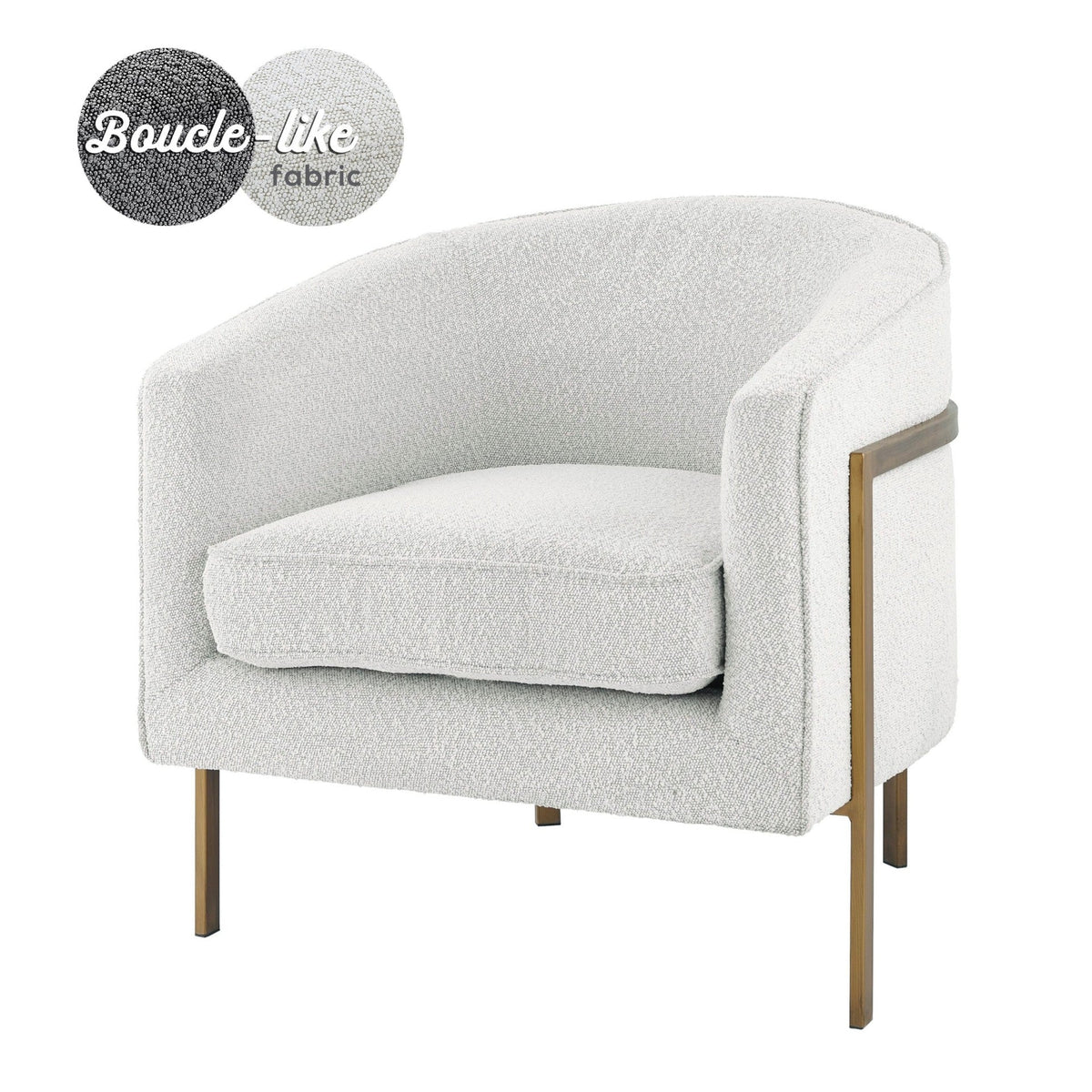 Modern Bouclé Upholstered Accent Chair with Gold Metal Frame