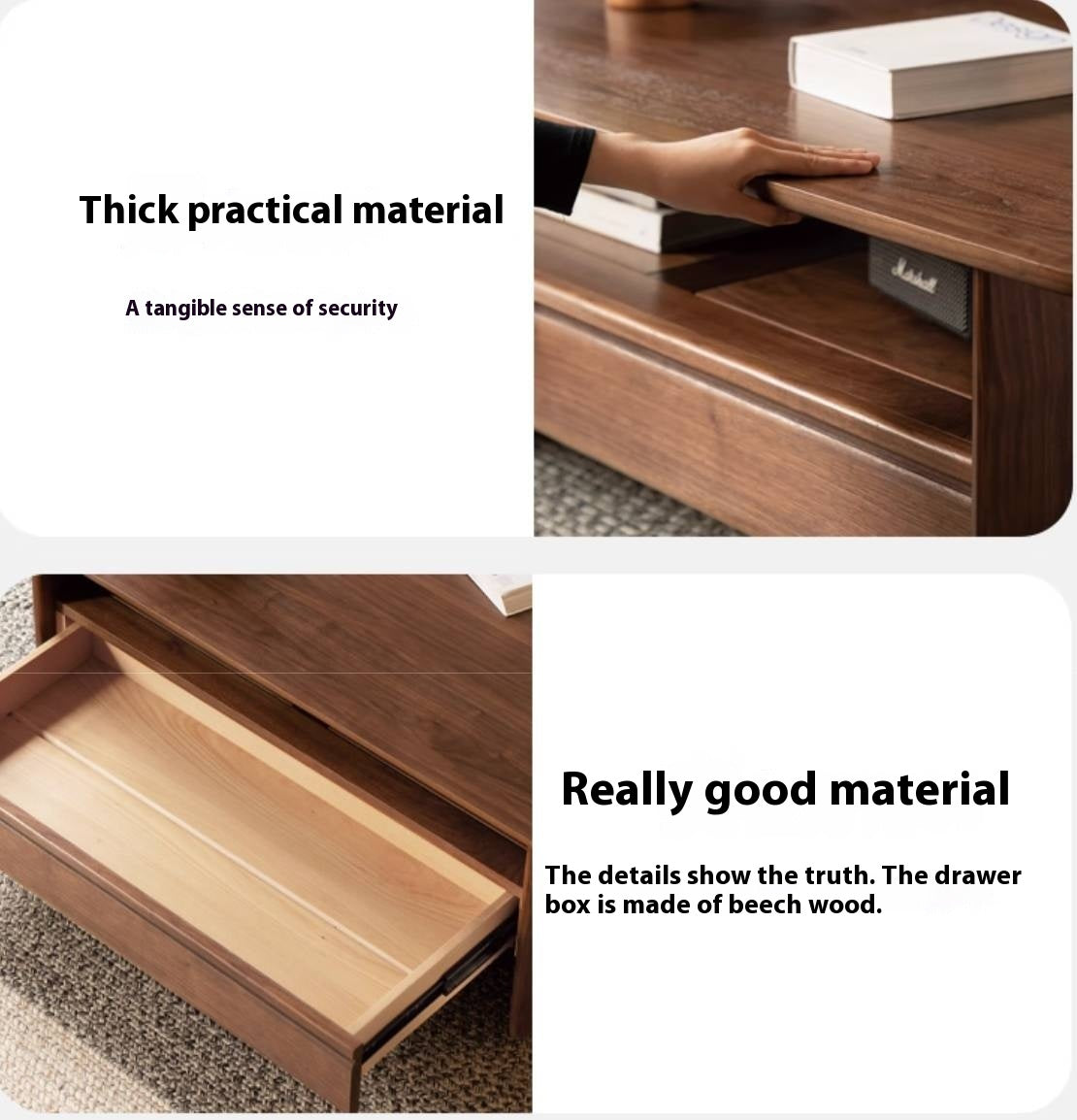 Solid Walnut Coffee Table with Drawer