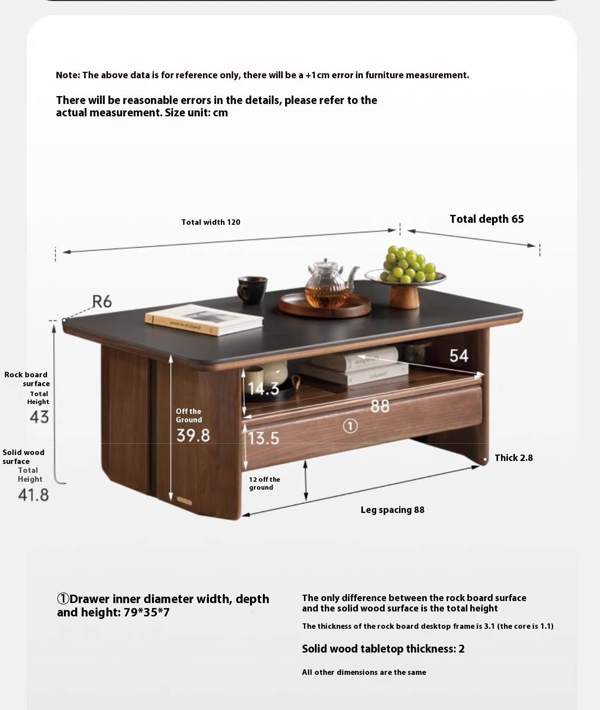 Solid Walnut Coffee Table with Drawer