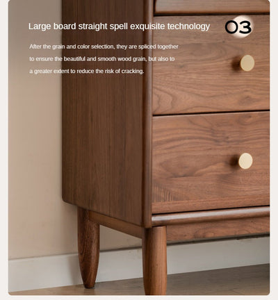 Modern Walnut Glass Display Cabinet with Double Drawer Storage