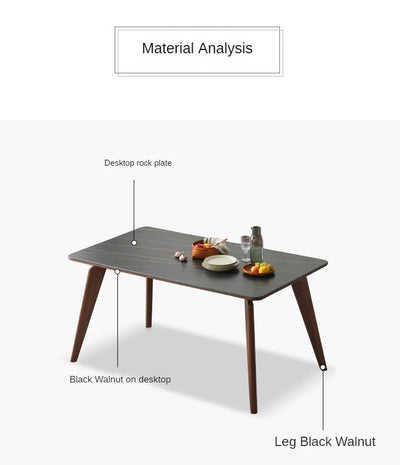 Modern Walnut Dining Table with Sintered Stone Top
