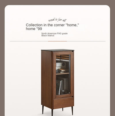 Modern Walnut Glass Display Storage Cabinet