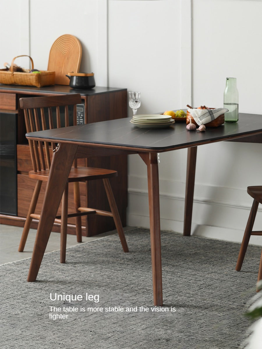 Modern Walnut Dining Table with Sintered Stone Top