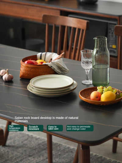 Modern Walnut Dining Table with Sintered Stone Top
