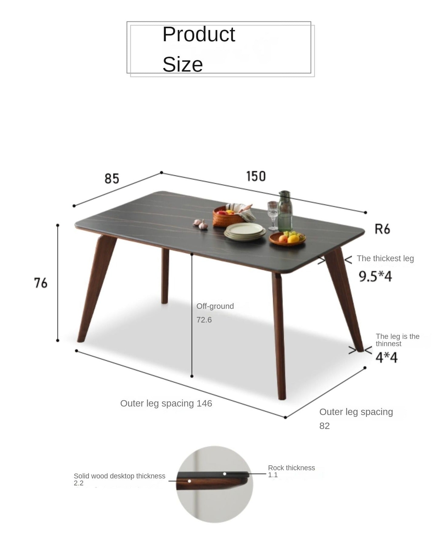 Modern Walnut Dining Table with Sintered Stone Top