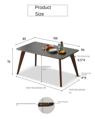 Modern Walnut Dining Table with Sintered Stone Top