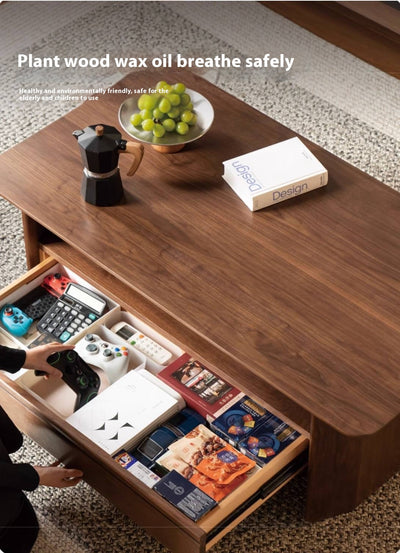 Solid Walnut Coffee Table with Drawer