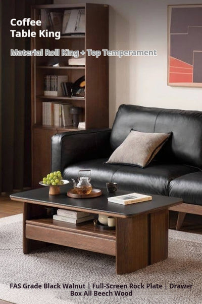 Solid Walnut Coffee Table with Drawer
